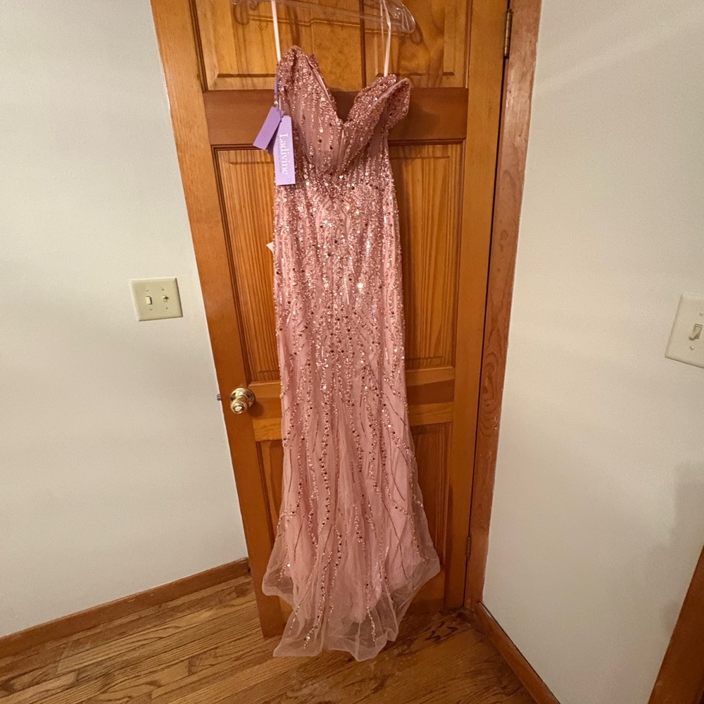 Sparkling Pink Strapless Dress - Picture 5 of 5
